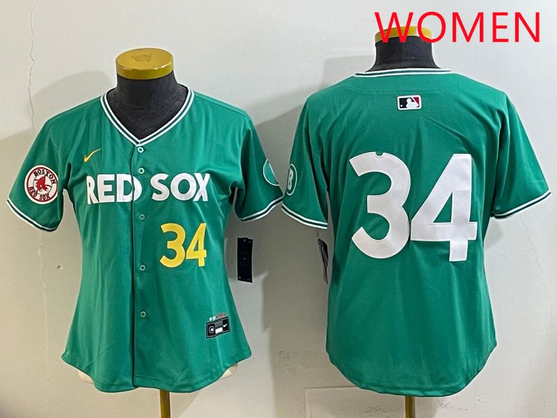 Women Boston Red Sox #34 No Name Green Joint Name Nike 2025 MLB Jersey style 7->women mlb jersey->Women Jersey